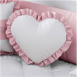 Almofada Coração Rosa e Branco 33cm